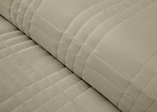 Chezmoi Collection Kingston Queen Size Bedspread Set 3-Piece Khaki Microfiber