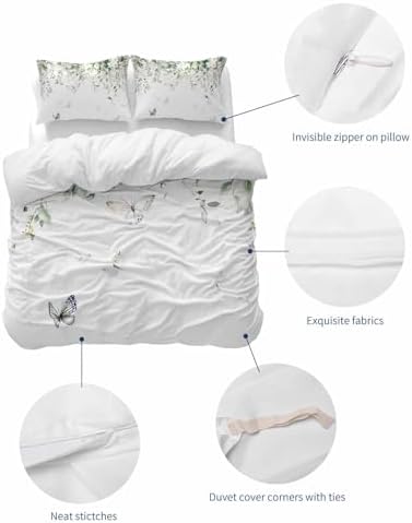 ZOE GARDEN Eucalyptus Queen Duvet Cover Set 3 Piece