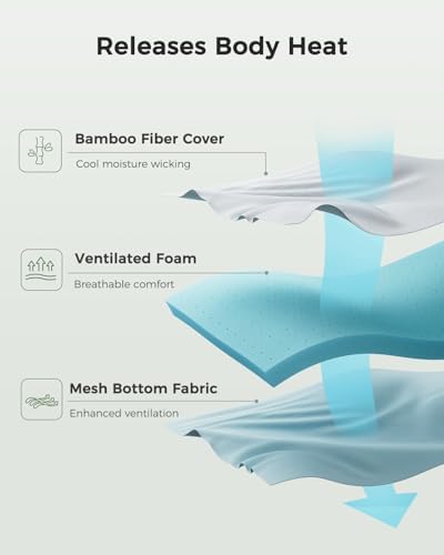 PERLECARE Twin XL Mattress Topper - 3 Inch Cooling Foam Pad