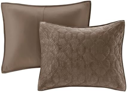 Madison Park Harper Velvet Quilt Set - 3 Piece Taupe FullQueen