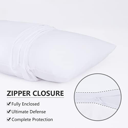 2 Pack Standard Zippered Pillow Protectors Waterproof Microfiber Durable and Breathable