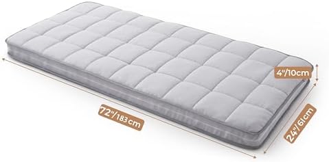 Jamdok 4Inch Cot Mattress Topper 72x24 Inch Portable Folding Sleep Pad
