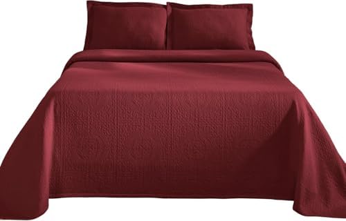 Superior Cotton Fleur De Lis Bedspread Set Twin Garnet 1