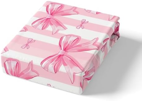 Feelyou Pink Bowknot Fitted Sheet Set Queen Size