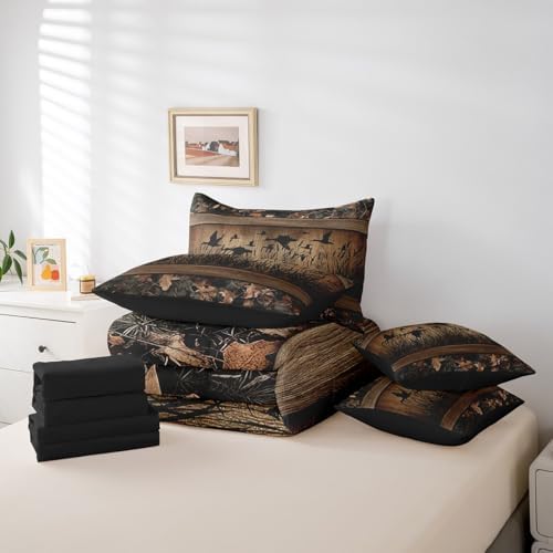Erosebridal 7-Piece Camo Mallard Duck Comforter Set for Kids