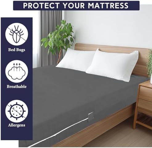 HunnmingRe Zippered Mattress Protector Deep Microfiber Fitted Sheet Cover
