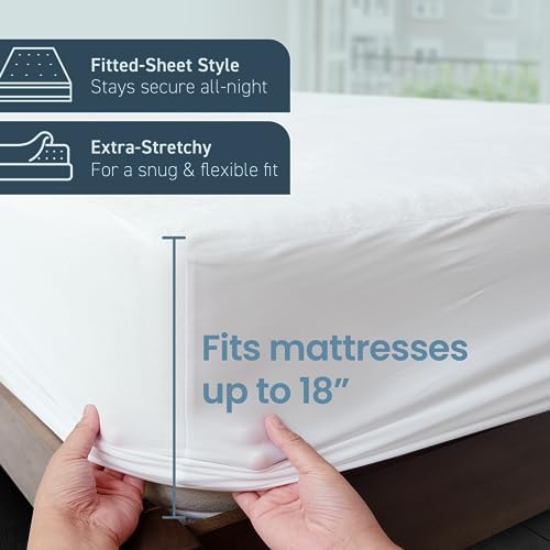 SafeRest Waterproof Twin Mattress Protector - Fitted with Stretchable Pockets