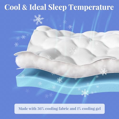 OhGeni 4 Inch Cooling Mattress Topper Dual Layer Queen