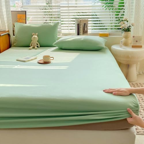 Soft Cotton Fitted Sheet with Elastic Bands Young Blue 2xPillowcase