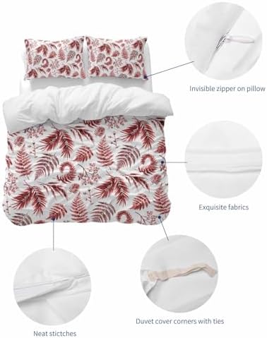 ZOE GARDEN Botanical Red Queen Duvet Cover Set 3 Piece