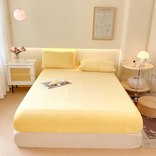 ZIQINPSQ Velvet Fitted Sheet 15 Deep Twin Non-Slip