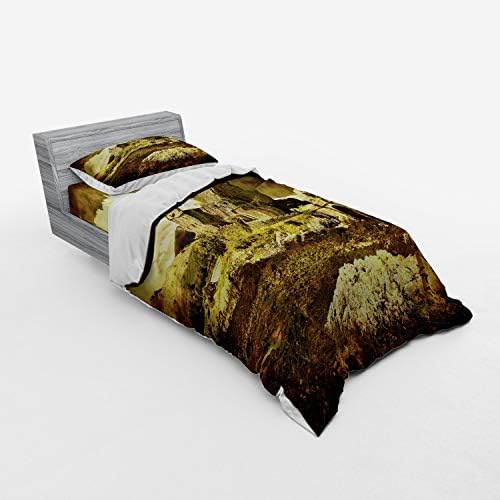 Ambesonne Medieval Duvet Cover Set Grey Green Twin Size