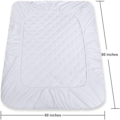 Utopia Bedding Quilted Fitted Mattress Pad Queen Size White