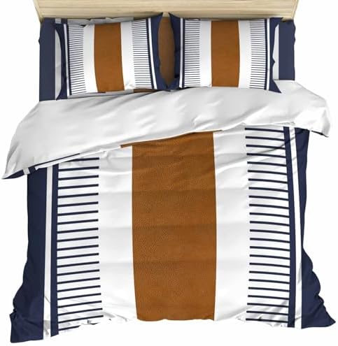 ZOE GARDEN Navy Blue Stripes Duvet Cover Set Twin Size