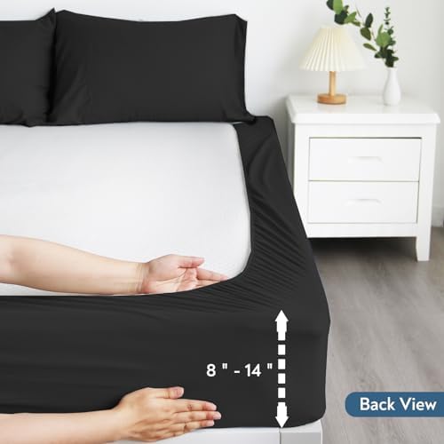 Magik Kover 2 Pack Waterproof Mattress Covers for Double Bed Black
