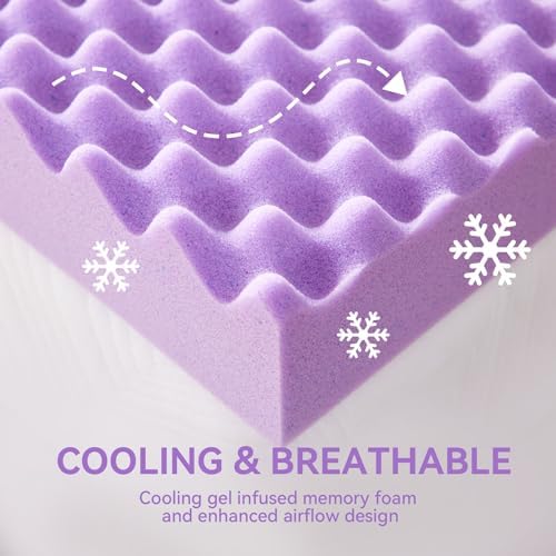 SINWEEK 2 Inch Egg Crate Memory Foam Mattress Topper Twin XL