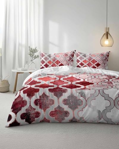 ZOE GARDEN Red Morocco Duvet Cover Set 3 pcs