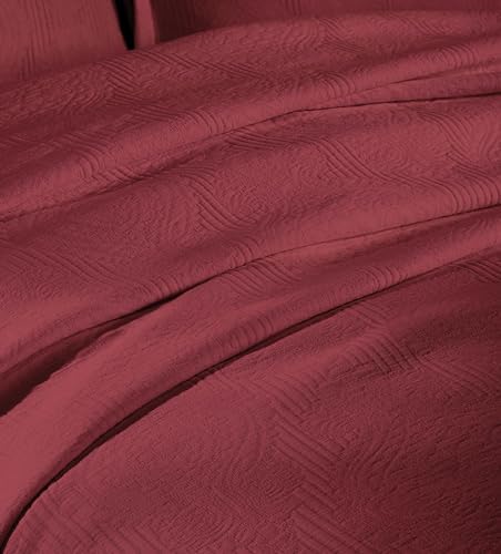 Superior Cotton Bedspread Set Queen Garnet