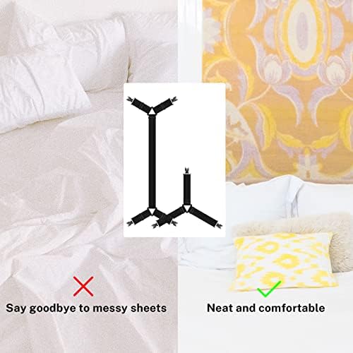 SCYROX Bed Sheet Clips 6pcs Adjustable Fitted Sheet Straps