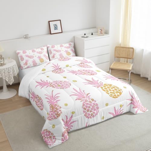 Erosebridal Pink Pineapple Comforter Set Full Size 1