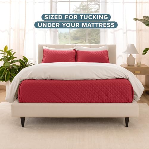 Bare Home Coverlet Set - Red Quilted Bedspread Shams FullQueen