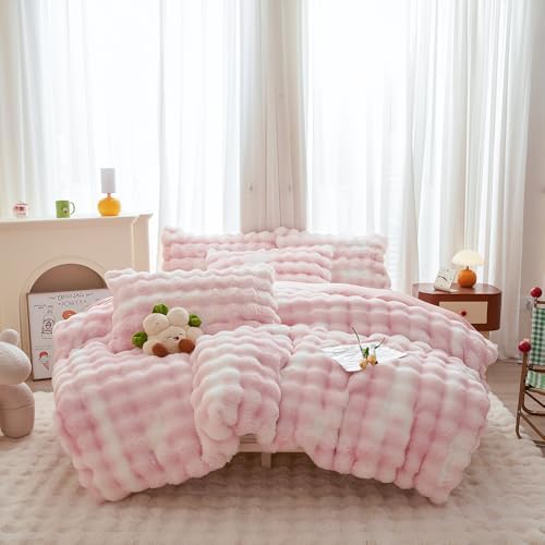 Chovy Kids Girls Rabbit Plush Comforter Set 3PC