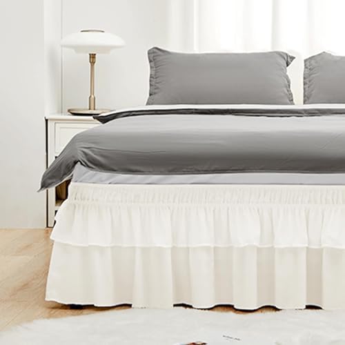 RIMELA Ivory Ruffle Bed Skirt 14 Inch Drop