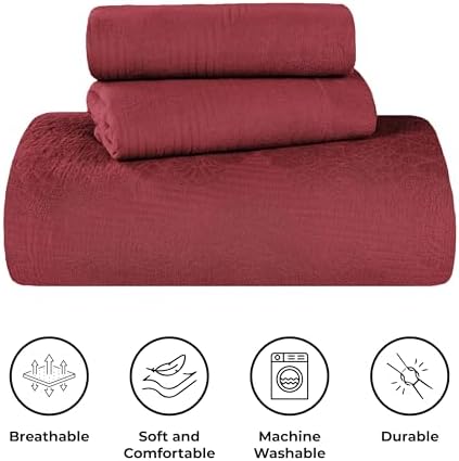 Superior Cotton Bedspread Set Queen Garnet