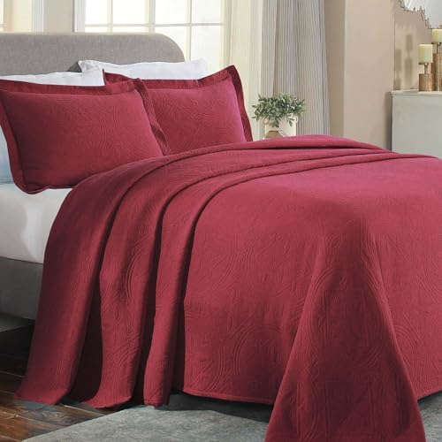 Superior 2 Piece Celtic Circle Cotton Bedspread Set Twin Burgundy