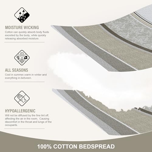 FineStichery King Bedspread Quilt 128 x 120 3 Piece Set
