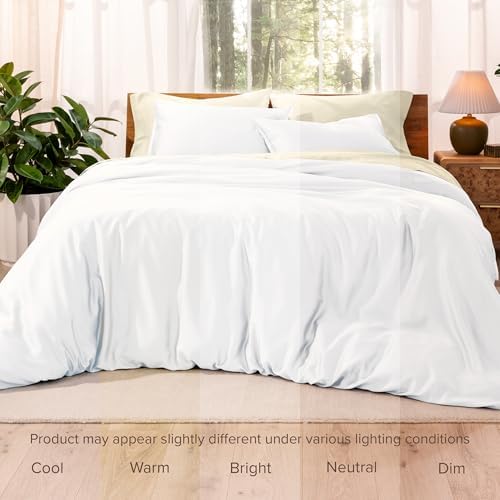 Bare Home Tencel Duvet Cover Set - Twin White 1