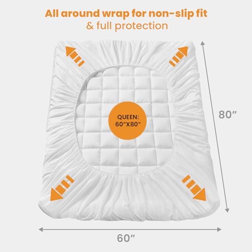 MATBEBY Queen Mattress Pad - Cooling Breathable Soft 60x80 Inches Deep Pocket Machine Washable