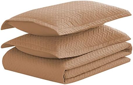 Basic Choice 3-Piece Quilted Bedspread Coverlet Set - Mocha Queen 1
