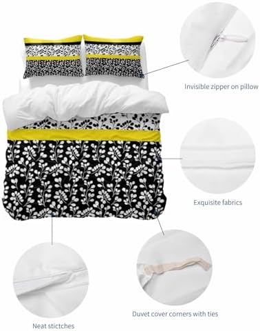 ZOE GARDEN Black Yellow Duvet Cover Set 3 Piece 1