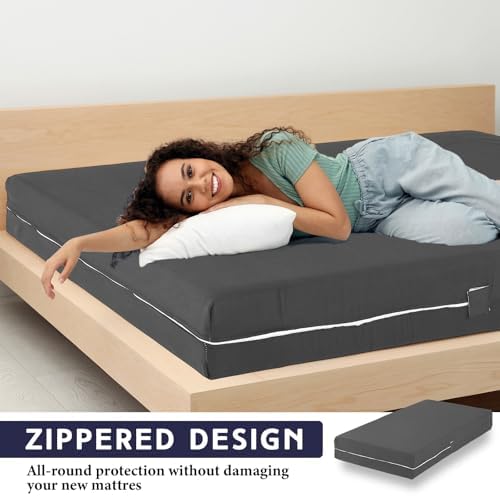 Dark Gray Zippered Mattress Protector Twin XL 12-16in