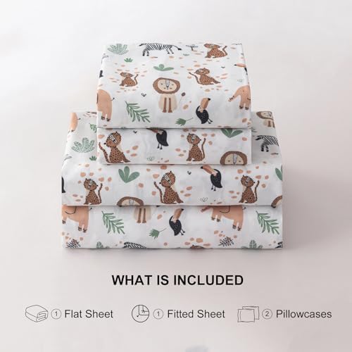 Jessrydo Full Sheet Set Kids 4 Piece Animal Pattern