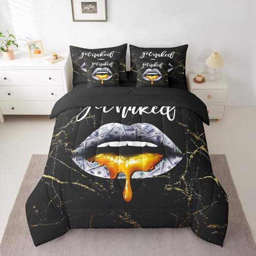 Feelyou Luxury Black Gold 7 Piece Bed Set