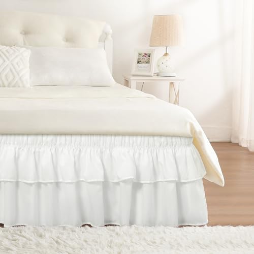 RIMELA Ivory Ruffle Bed Skirt 14 Inch Drop