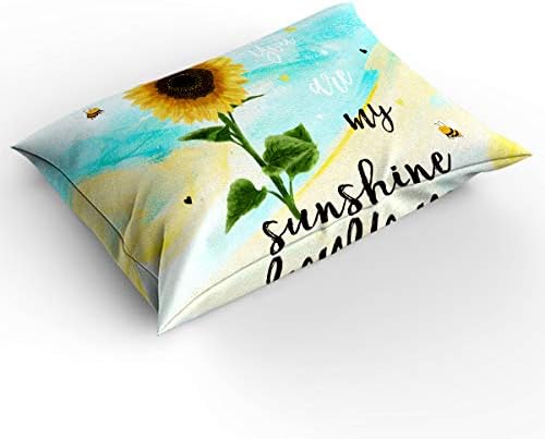 LooPoP 4PCS California King Bedding Set Sunflower with Bees Duvet Cover Set