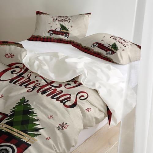 LooPoP Christmas Comforter Set California King Red Plaid