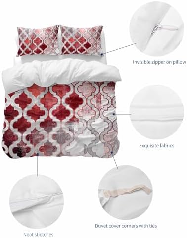 ZOE GARDEN Red Morocco Duvet Cover Set 3 pcs