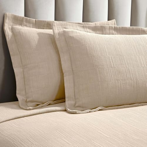 HOMECITY 3-Piece Bedspread Set 100 Cotton Beige Full