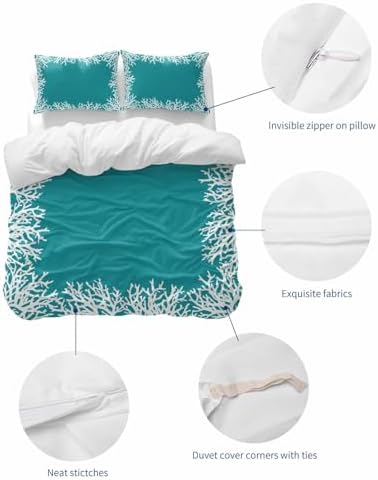 ZOE GARDEN Auqa Coastal Coral Duvet Cover Set