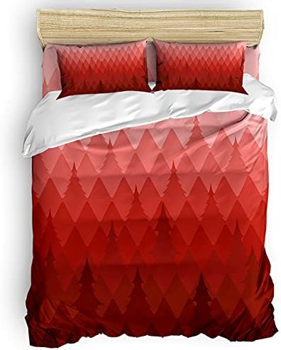 LooPoP Red Gradient California King Comforter Set 4PCS