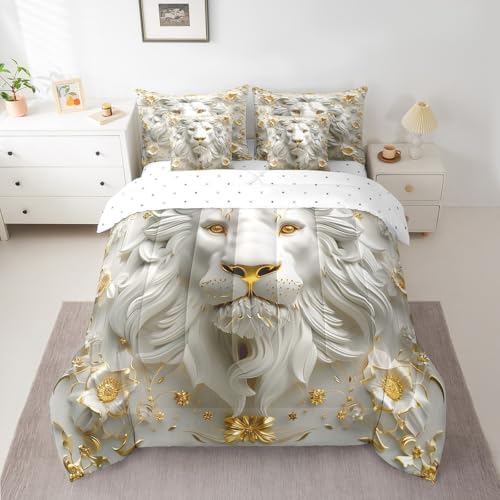 Manfei Wild Lion Comforter Set 7 Piece King Size