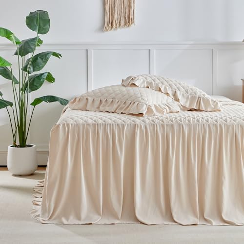 UOZZI BEDDING Ruffle Skirt Bedspread Set Queen Size