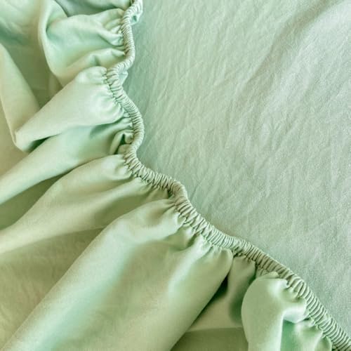 Soft Cotton Fitted Sheet with Elastic Bands Young Blue 2xPillowcase