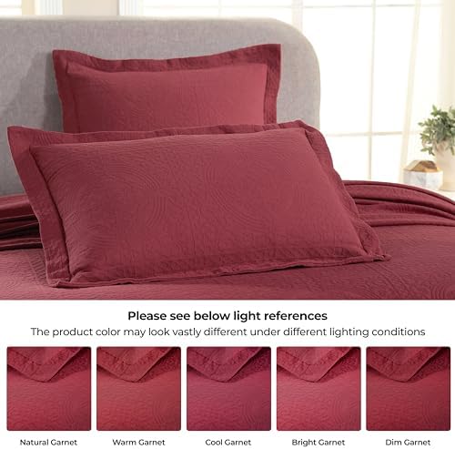Superior Cotton Fleur De Lis Bedspread Set Twin Garnet 1