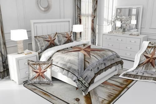 Feelyou Texas Star Bedspread King Size Quilted Coverlet Set 3Pcs