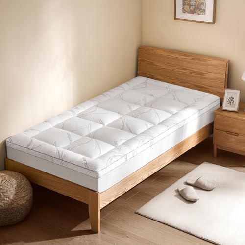 Homemate Twin XL Mattress Topper - Cool Viscose Plush Down Alternative Pillow Top